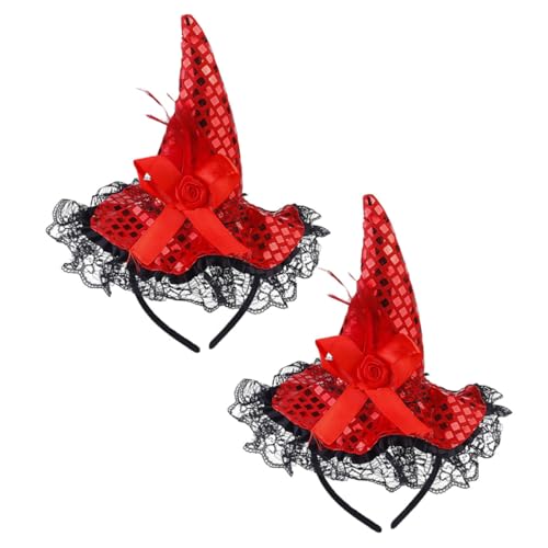 Healvian 2stücke Halloween Haarreif Mit Schimmerndem Hexenhut Rote Kopfbedeckung Für Kostümpartys Und Festivals Für Mädchen Und Damen Langlebig Und Zu Tragen von Healvian