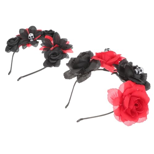 Healvian 2stücke Blumenstirnband Halloween Party Stirnband Gefälschte Blume Kopfschmuck Rosenhaarkranz Cosplay-party-haarspange Halloween-cosplay-kopfschmuck von Healvian