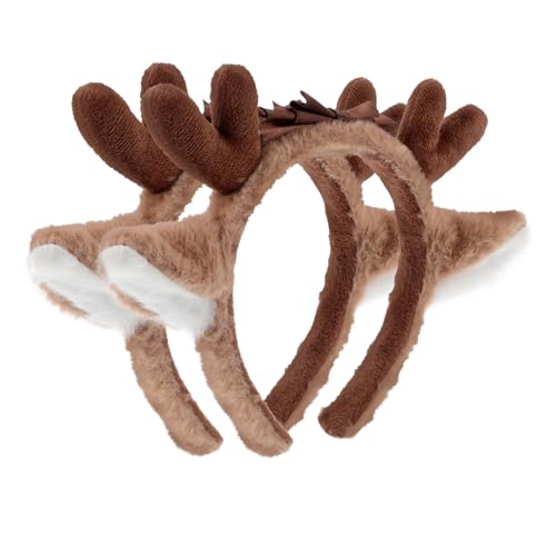 Healvian 2stücke Hirschohrenkostüm Stirnband Für Erwachsene Cosplay Bühne Haaraccessoire Weihnachts-tier-maskerade Zubehör Mit Plüsch Geweih Ohr Haarband Reifen Fee Tierkopfschmuck von Healvian