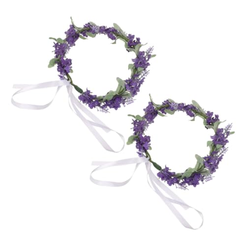 Healvian 2stücke Lavendel Blumenkrone Blumenkranz Stirnbänder Für Damen Blumenkranz Kopfschmuck Lavendel Brautblumen Stirnband Für Hochzeitsfeier von Healvian
