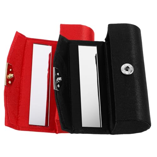 Healvian 2stücke Lippenstiftetui Reisen Mit Spiegel Make-up-aufbewahrungsbox Aus Seide Organizer Für Kosmetikzubehör Tragbare Für Handtasche von Healvian
