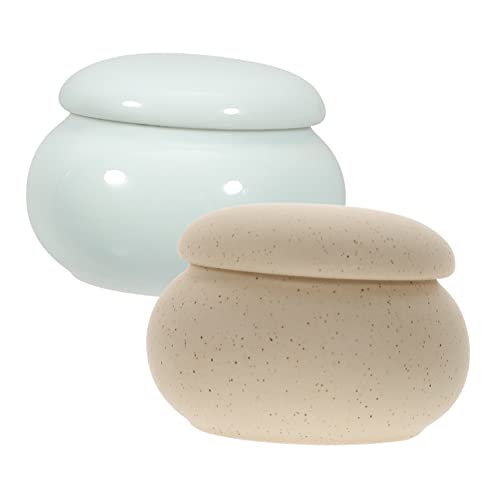 Healvian 2stücke Mehrzweck-kosmetiktiegel Aus Keramik Leere Aufbewahrungs-gläser Für Lippenbalsam Lipgloss Maniküre Und Kosmetik-unterbehälter Mit Deckel Für Mädchen Und Frauen von Healvian