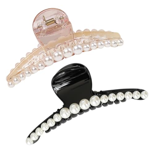 Healvian 2stücke Perlen-haarspangen Haarnadeln Pferdeschwanzhalter Haarklammern Accessoires Für Frauen Und Mädchen Weiß Schwarz von Healvian