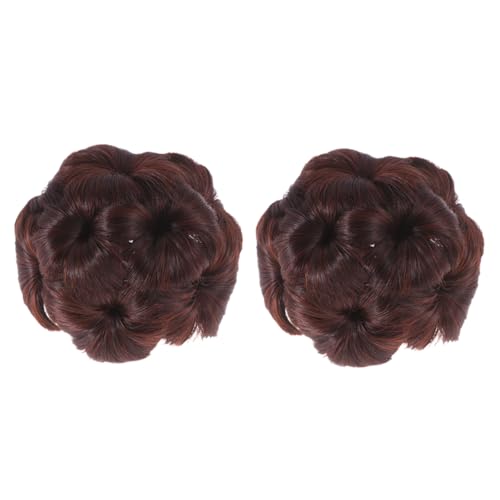 Healvian 2stücke Pferdeschwanz-chignon Haarknoten-clips Aus Synthetik Für Damen Und Mädchen Rot Kopfschmuck Mit Blumen-design Einfach Anzubringen Und Haarschonend von Healvian