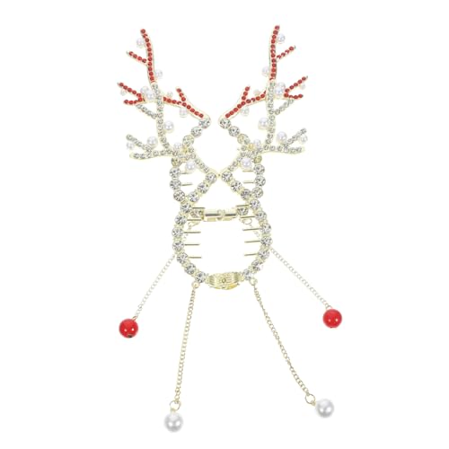 Healvian 2stücke Rentier Haarklammern Dekorative Haarclips Für Hohe Frisuren Mit Antler Design Weihnachts-haaraccessoires Für Frauen Rot Und Weiß von Healvian