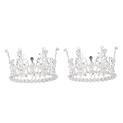 Healvian 2stücke Rhinestone Perlen Krone Torten Dekoration Haar Ornament Für Hochzeiten Und Partys Geeignet Für Mädchen Und Bräute Lebensmittelecht Stilvolles Design von Healvian