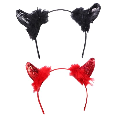 Healvian 2stücke Teiliges Teufelshörner Haarreif Für Halloween Und Kostümpartys Atmungsaktives Festival-kopfschmuck Für Cosplay Und Maskeraden von Healvian