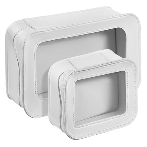 Healvian 2stücke Transparente Make-up-Taschen Kulturbeutel Reisefertige Kulturtasche Mit Reißverschluss Organizer Kosmetiktaschen Quadratische Tasche Für Damen von Healvian