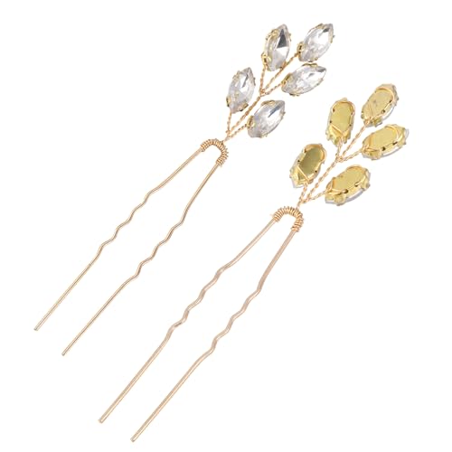 Healvian 2stücke U-förmige Strass Haarnadeln Bohrer-haarnadeln Für Modischen Kopfschmuck Haarschmuck Aus Glänzendem Kristallmaterial Stilvolle Kopfbedeckung Für Brautschmuck Und Alltag von Healvian