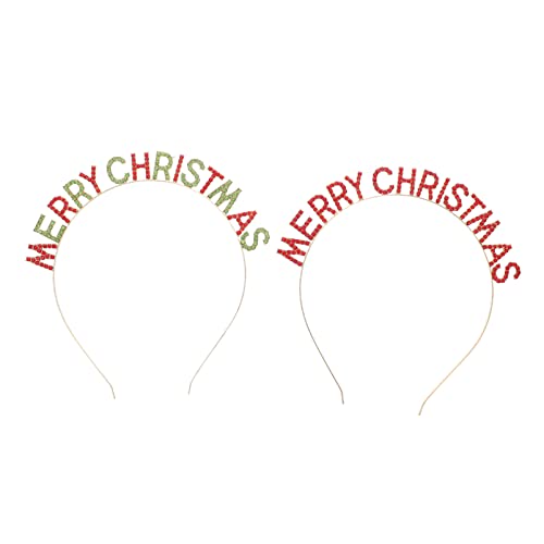 Healvian 2stücke Weihnachts Haarreifen Mit Merry Christmas Design Festliche Kopfbedeckung Für Erwachsene Kreative Weihnachts Haarbänder Für Partys Und Feiern von Healvian