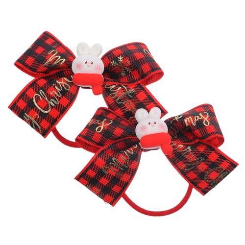 Healvian 2stücke Weihnachts Haarschleifen Haargummis Für Mädchen Elastische Haarbinder Mit Süßem Design Für Ponytail Für Partys Und Feiertage Kariert von Healvian