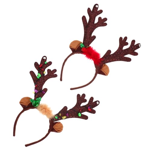 Healvian 2stücke Hirschgeweih Kopfschmuck Mit Licht Und Glocke Für Weihnachten Handgefertigte Stirnbänder Für Festival-frisuren Haarreif Für Party von Healvian