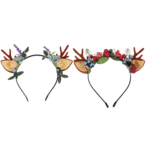Healvian 2stücke Weihnachts-mützchen Mit Elchgeweihen Glitzernde Haarreifen Für Festlichkeiten Kostümpartys Und Leicht Und Zu Tragen Für Und Mädchen von Healvian