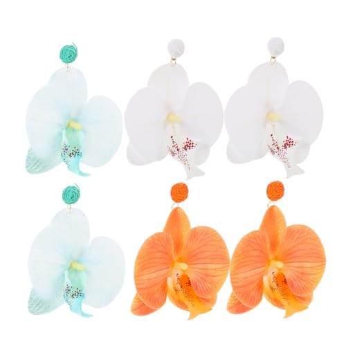 Healvian 3 Paar Blumenohrringe Für Damen Blumenohrringe Mit Schmetterlings Orchideen Anhängern – Sommerlicher Ohrhänger Schmuck Für Hawaii Luau Strandpartys Und Urlaub von Healvian