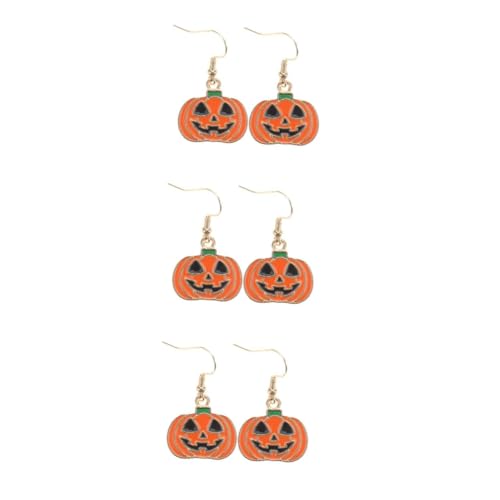 Healvian 3 Paare Halloween Grimace Pumpkin Ohrhänger Sicherer Legierung Lustige Baumel Ohrringe für Damen und Mädchen Einzigartiger Schmuck für Halloween Kostüm und Party von Healvian