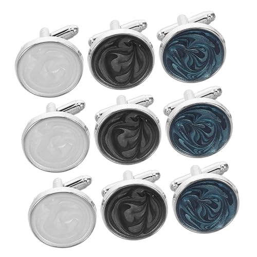 Healvian 3 Paare Herren Manschettenknöpfe Rund Business Cufflinks für Anzug Hemd Elegant Schmuck für Hochzeiten Vorstellungsgespräche und Formelle Anlässe von Healvian
