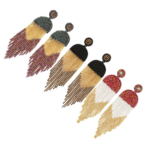 Healvian 3 Paare Quastenohrringe auffällige goldene Ohrringe klobig Schmuck handgefertigte Retro-Ohrringe Perlenohrringe mit Fransen Damenohrringe baumeln Rostfreier Stahl Healvian 3 Paare Quastenohrringe auffällige goldene Ohrringe klobig Schmuck handgefertigte Retro-Ohrringe Perlenohrringe mit Fransen Damenohrringe baumeln Rostfreier Stahl von Healvian