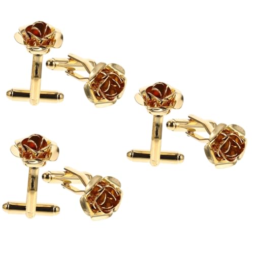 Healvian 3 Paare Rosenblüten Manschettenknöpfe für Herren Goldfarbene Manschettenknöpfe Stilvolle Hemdaccessoires für Ehemann Väter Besondere Anlässe Healvian 3 Paare Rosenblüten Manschettenknöpfe für Herren Goldfarbene Manschettenknöpfe Stilvolle Hemdaccessoires für Ehemann Väter Besondere Anlässe von Healvian
