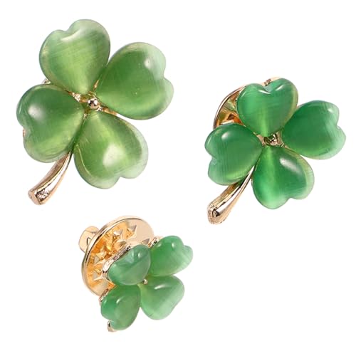 Healvian 3 STÜCKE Kleine Vierblatt Brosche mit Sicherem Verschluss Glückssymbol Vielseitig für Kleider Strickjacken Schals Modisches Damen Accessoire für Alltag und Festtage von Healvian