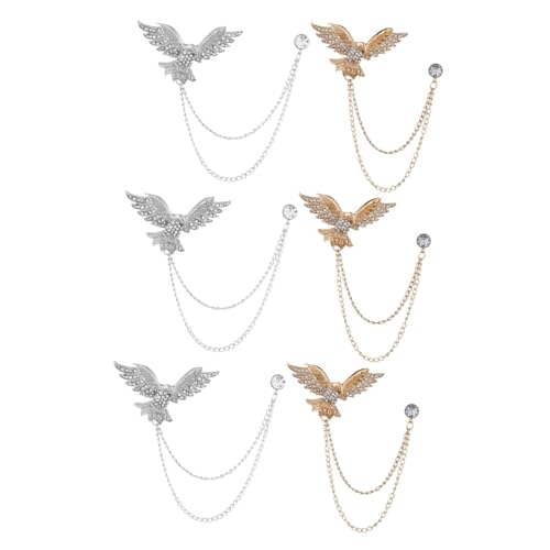 Healvian 3 Sätze Adler Brosche Quasten Brosche Clip Strass Retro Anzug Adler Kragennadel Vogel Anstecknadel Tier Schmuck Ketten 2 Stücke * 3 von Healvian