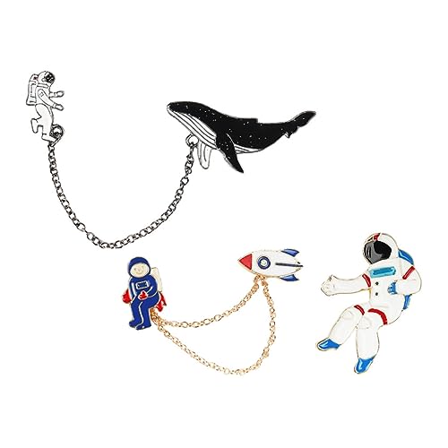 Healvian 3sätze Astronautenbrosche Aus Legierung Mit Wal-verzierung Cartoon-stil Kreative Brosche Für Kleidung Schals Und Taschen Festliches Accessoire von Healvian