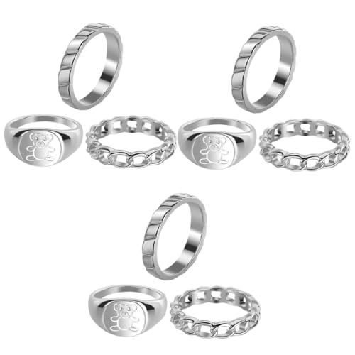 Healvian 3 Sätze Bärenring-set Jugendlich Mädchen Ringe Stapelbarer Ring Trendiger Ringschmuck Ringe Ästhetisch Cartoon-ringe Für Frauen Legierung Silver 3 Stücke * 3 Healvian 3 Sätze Bärenring-set Jugendlich Mädchen Ringe Stapelbarer Ring Trendiger Ringschmuck Ringe Ästhetisch Cartoon-ringe Für Frauen Legierung Silver 3 Stücke * 3 von Healvian