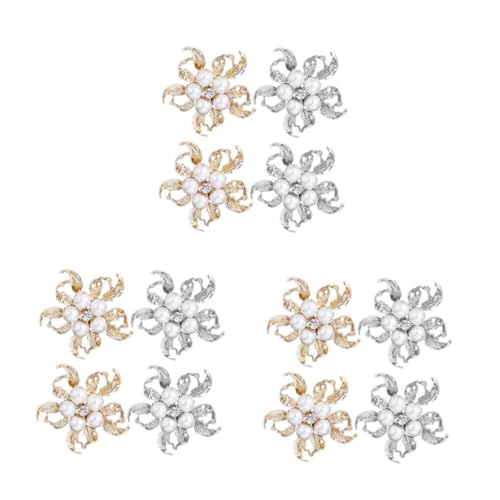 Healvian 3 Sätze Blüten Broschen Legierung Mit Perlen Blütenanstecknadel Für Damen Vielseitig Kombinierbar Für Kleidung Schals Kleider Accessoires Silber 4 Stücke * 3 von Healvian