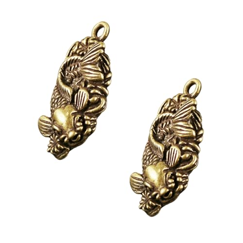 Healvian 3 Sätze Brass Carp Keychain Pendant Vintage Schlüsselanhänger Kreative Deko Für Taschen Koffer Hochwertige Handwerkskunst Für Diy Projekte 2 Stück * 3 von Healvian