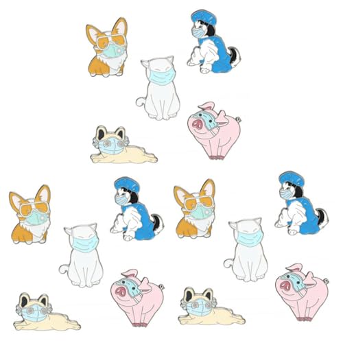 Healvian 3 Sätze Cartoon Tier Broschen Stilvolle Kappen Abzeichen Für Kleidung Taschen Hüte Zufällige Designs Für Kreative Modeaccessoires 5 Stücke * 3 von Healvian