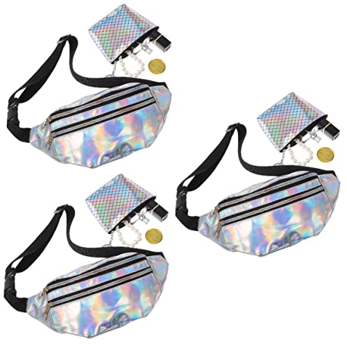 Healvian 3 Sätze Damen Hüfttasche mit Verstellbarem Gürtel wasserdichte Crossbody Bauchtasche für Outdoor Aktivitäten Fischschuppen Münztäschchen von Healvian