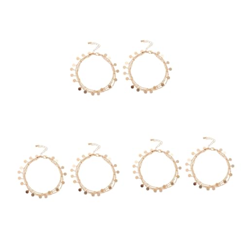 Healvian 3 Sätze Kreative Mehrschichtige Knöchelketten Für Frauen Fußschmuck Mit Metallischem Für Strand Freizeitaktivitäten 2 Stück * 3 von Healvian