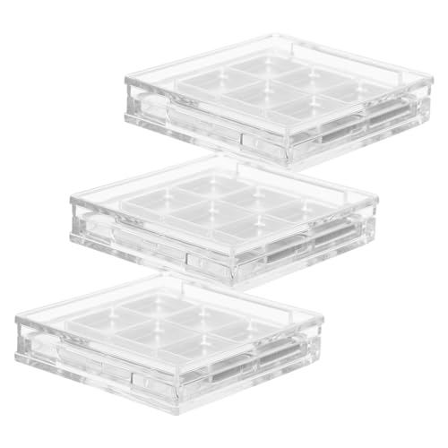 Healvian 3 Sätze Leere Lidschattenpalette Transparent Makeup Tray mit Pinselhalter Robustes Reisegeeignetes Organizer für Lidschattenproben und DIY Farbzusammenstellung von Healvian