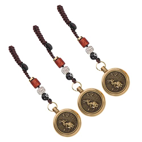 Healvian 3 Sätze Messing Schlüsselanhänger mit Retro Kaninchen Anhänger Kompakt und Handlich Kreative Dekoration für Schlüsselbund Tasche oder im Chinesischen Tierkreisjahr von Healvian