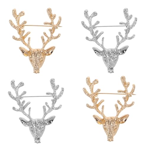 Healvian 3 Sätze Metall Broschen Elk Kopf Brosche Pin Dekorative Anstecker Für Schal Und Anzug Langlebig Und Für Besondere Anlässe Und 4 Stück * 3 von Healvian