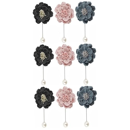 Healvian 3 Sätze Mode Broschen Blumenform Mit Perlen Kreative Kleidung Accessoires Zur Kostümdekoration Zufällige Mischfarbe 3 Stücke * 3 von Healvian