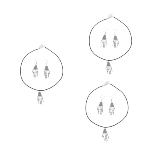 Healvian 3 Sätze Ohrring-Set Knochen Ohrringe klobig Retro -Ohrringe baumeln Kostüm Vintage - Punk-Schmuck- Frauen Silber von Healvian