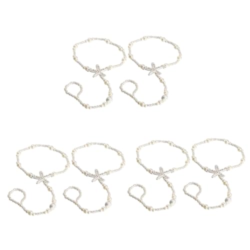 Healvian 3 Sätze Teiliges Modischer Fußkettchen Elastik Mit Perlen Und Strass Für Hochzeiten Stilvolle Knöchelketten Für Damen Fußschmuck Accessoire Für Sommer 2 Stücke * 3 von Healvian