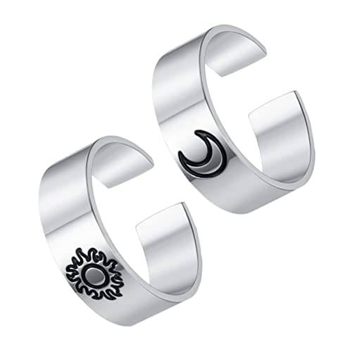 Healvian 3 Sätze Vintage Unisex Offener Mit Mond Und Sonnenmuster Minimalistisch Und Verstellbar Für Und Frauen 2 Stücke * 3 von Healvian