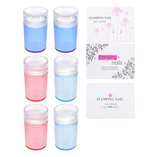 Healvian 3 Sets Nail Art Silikonstempel Stamper Outlet Art French Nail Tape Masking Nail Tools Handgemachtes Band Klare Nagellackkontrolle Transparente Maniküre DIY Stamping Tools von Healvian