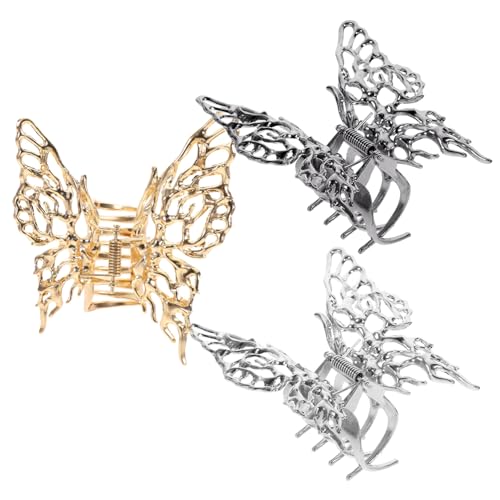 Healvian 3 Stck Große Metall Schmetterling Haarspangen für Dünnes und Dickes Haar Damen Haarklammern Stabil und Langlebig Haarschmuck für Hochzeit Party Alltag von Healvian