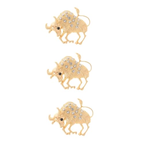 Healvian 3 Stck. Animal Breastpin Legierung Stilvolle Goldene Stierbrosche für Männer zur Dekoration von Kleidung Taschen Accessoires für Partys Besondere Anlässe von Healvian