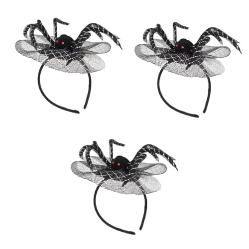 Healvian 3 Stck. Halloween Haarreif Spinnenform Schwarz Silber Haarschmuck Damen Mädchen Halloween Kostüm Accessoire für Party Karneval Cosplay und Bühnenauftritte von Healvian