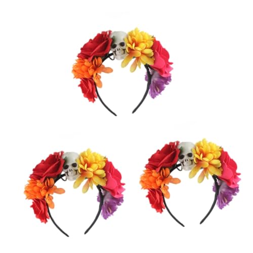 Healvian 3 Stck. Halloween Haarreif mit Schädel und Künstlicher Leichtes Party Haar Accessoire für Karneval Cosplay Tag Toten Kostüm Bequem und Dekorativ für Erwachsene von Healvian