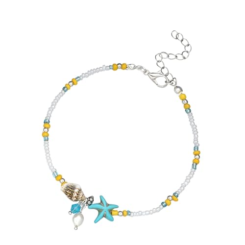 Healvian 3 Stck. Stylische Muschelkette für Damen Verstellbare Fußkette Kreative Strandaccessoires für Farbenfrohes Design Einzigartiger Look von Healvian