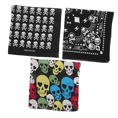 Healvian 3 Stück Baumwoll Bandana mit Atmungsaktiv und Elastisch Vielseitiges Kopftuch für Damen und Herren Leichtes Halstuch für Outdoor Party Halloween und Sport von Healvian