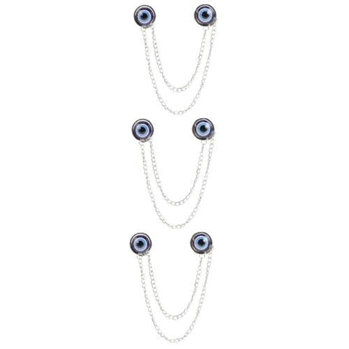 Healvian 3 Stück Blue Eye Brosche Schal -Strickjacken -Kragen Clips böser blick kettenclips Brosche des bösen Blicks Brosche Clip Kragennadelkette Schalklammern Legierung von Healvian