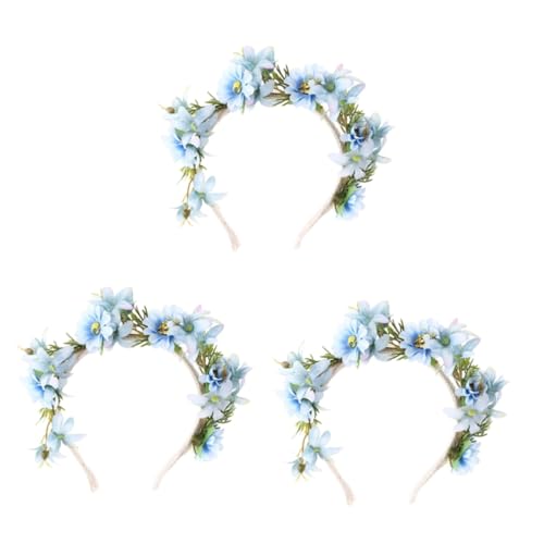 Healvian 3 Stück Blumenkranz Haarreif mit Lebensechten Blumen Leichtes Haarband Modisches Haarschmuck für Hochzeit Festival und Party Geeignet für Damen Bräute und Mädchen Farbe Blau von Healvian