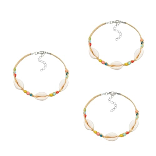 Healvian 3 Stück Böhmische Fußkette Natürlichen Muscheln Mehrfarbiges Armband Stilvolles Fußkettchen für Damen Eleganter Schmuck für Besondere Anlässe Perfektes für Freundinnen von Healvian