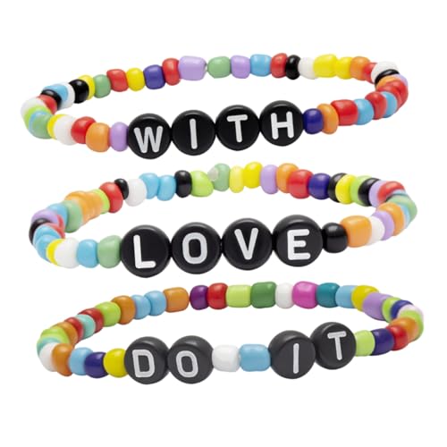 Healvian 3 Stück Bunte Perlen Armband Teilig Damen Schmuck Elastisch Leicht Alltag Party von Healvian