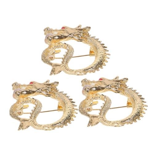 Healvian 3 Stück Chinesische Drachenbroschen mit Kristallverzierung Anstecknadeln für Damen Langlebig und Farbbeständig Geeignet für Pullover Schals Rucksäcke Kulturelle Schmuckakzente von Healvian